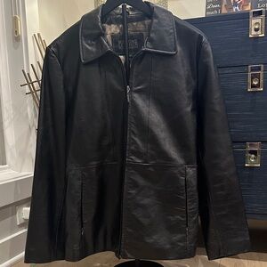Wilsons Leather Vintage Black Women's Zip-Front Leather Jacket